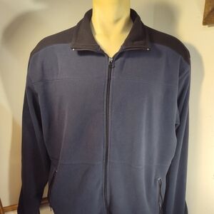 Athletech Mens LargeNavy Blue Zip-Up Fleece Jacket Shacket Polyester